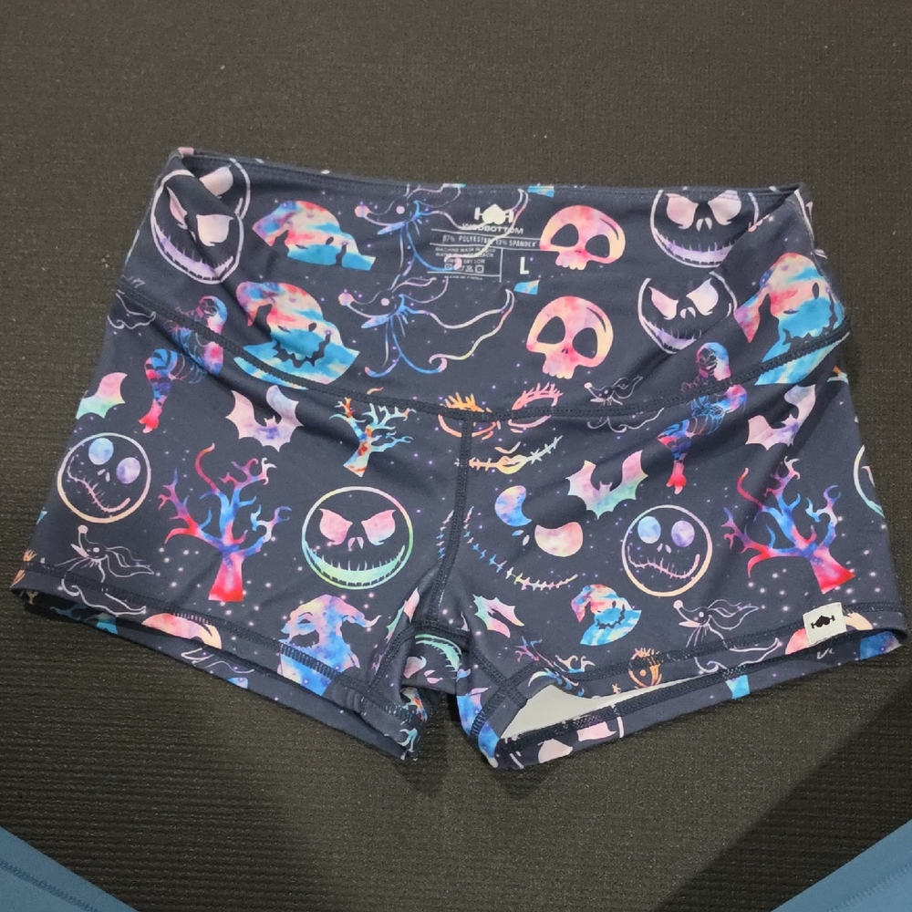 Girls' Purple Patterned Athletic Shorts with Skull Print
